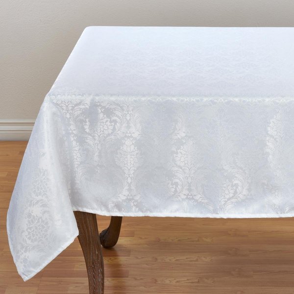Saro Lifestyle SARO  70 in. Square White Damask Tablecloth - White 6115.W70S